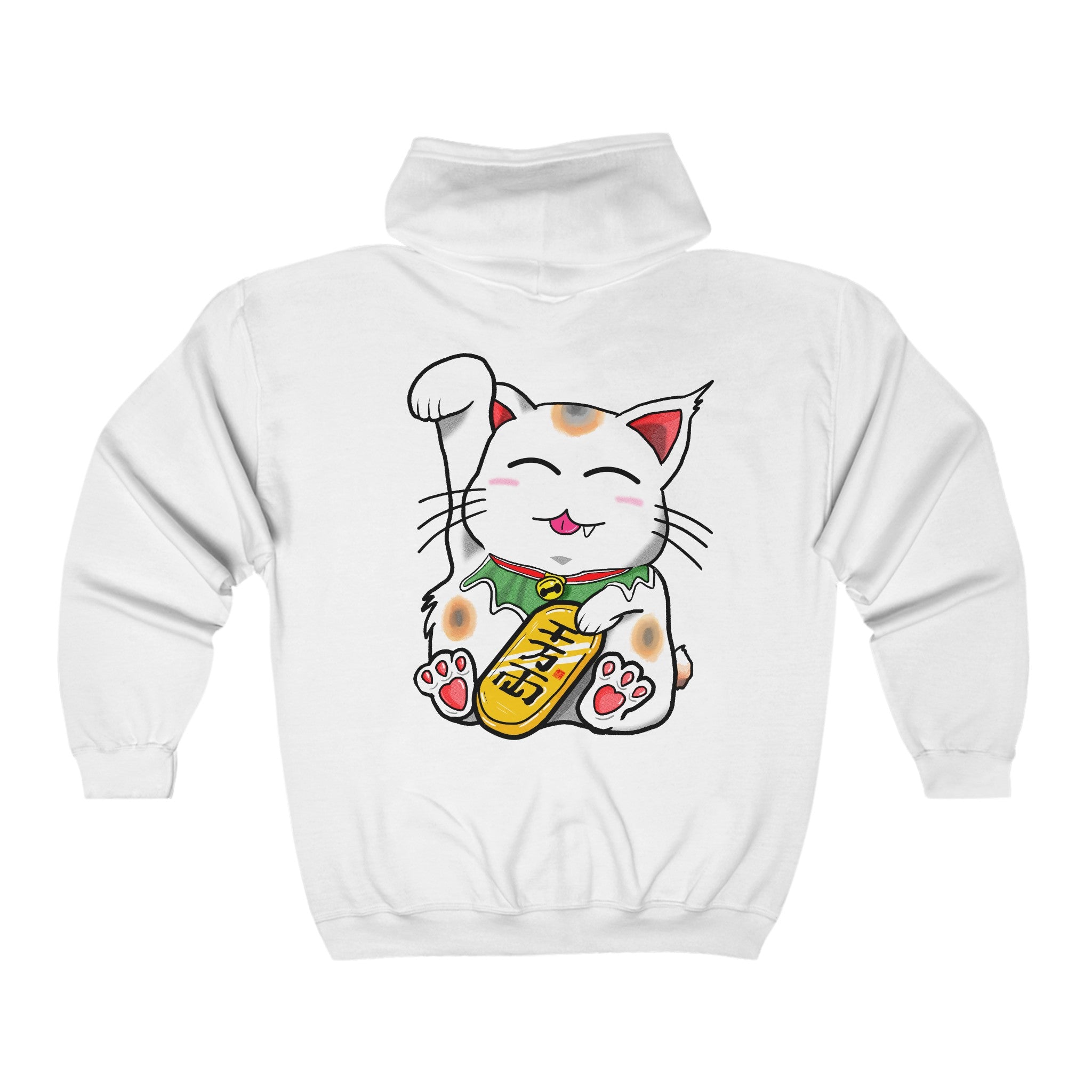 Cute Cat Maneki Neko Full Zip Hoody